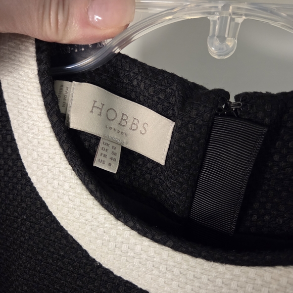 Hobbs London Elegant Black and White Sleeveless Sheath Dress Size 8 Preloved - Picture 4 of 11